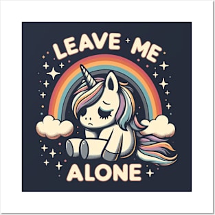 Leave Me Alone Sad Unicorn Cartoon Posters and Art